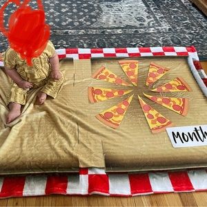 Pizza Themed Baby Milestone Blanket